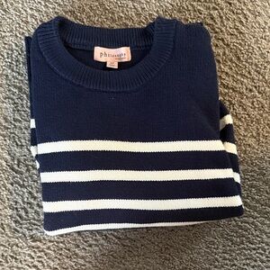 Philosophy Sweater in Navy and White Stripes